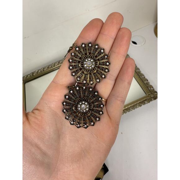 Set of Three Boho Vintage Leaf Dangle drop earrings - Picture 5 of 7